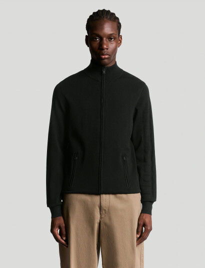 Lyle & Scott Mesh Logo Knitted Track Jacket - Beige - XXL