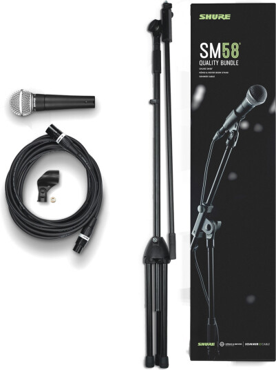 Shure SM58 Dynamisk Vokalmikrofon Sett med Stativ og Kabel Shure SM58 Dynamisk Vokalmikrofon Sett med Stativ og Kabel