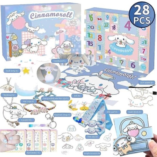2024 Julekalender Kuromi My Melody Cinnamoroll Sanrio Leketilbehør Barn Jenter Kalendergave