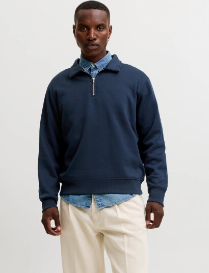 Jack & Jones Jjbradley Sweat Zip Polo Navy L