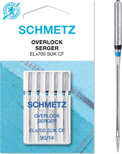 Schmetz Overlocknåler 90/14 Ballpoint ELx705 SUK CF, 90/14, 5-pack