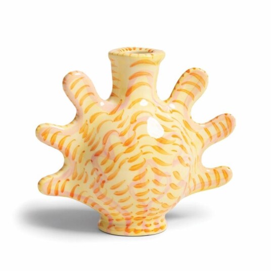 &Klevering Lysestake Vase Shellegance Gul H13 &Klevering Lysestake Vase Shellegance Gul H13