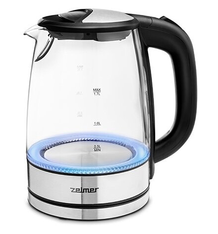 Zelmer Zck8024 1,7 L 2200 W Svart Gjennomsiktig Glass Rustfritt Stål Vannivåindikator Zelmer Zck8024 1,7 L 2200 W Svart Gjennomsiktig Glass Rustfritt Stål Vannivåindikator