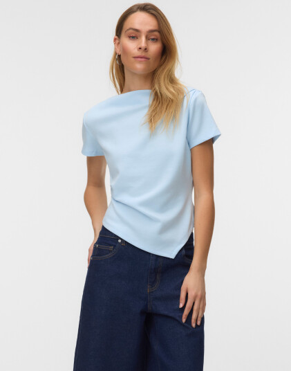 Vero Moda Mille Short Sleeve Boatneck Short Top Blå XL