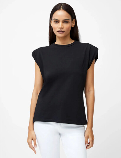 French Connection Rallie Shoulder Pad Tank Black L