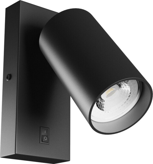 Spectrum GU10 Vegglampe med bryter IP20 Ø5,5cm 5,5x10cm Sort Rund Uten lyskilde