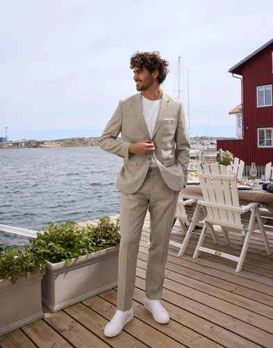 Selected Homme Slhslim Oasis Linen Trs Noos Linbukser Beige