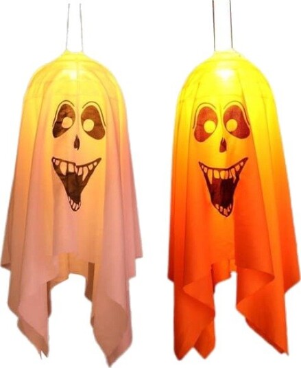 Halloween Hengende Spøkelser med LED-lys 2 stk