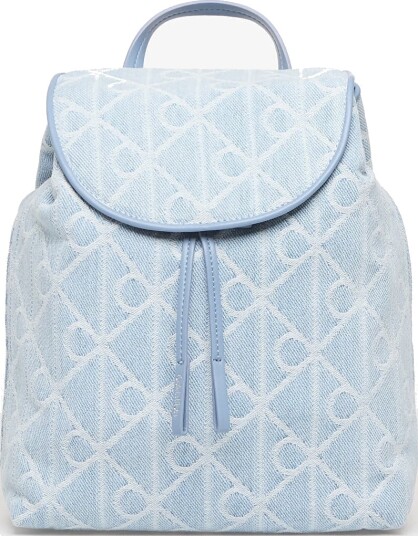 Calvin Klein Emblem Aop Denim Backpack Blue ONE SIZE