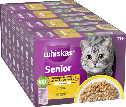 Whiskas 7+ /11+ Senior Porsjonsposer 11+ Fjærkreutvalg I Gelè 96 X 85 G Whiskas 7+ /11+ Senior Porsjonsposer 11+ Fjærkreutvalg I Gelè 96 X 85 G