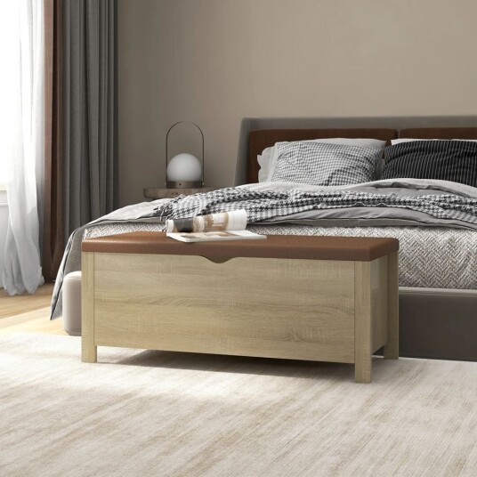 Putekasse med pute sonoma eik 105x40x45 cm konstruert tre