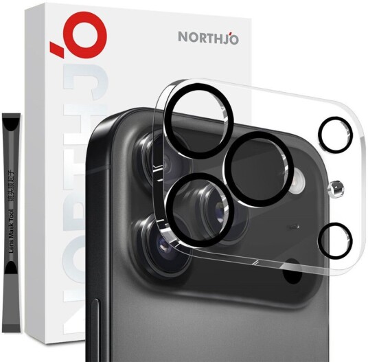 NORTHJO iPhone 17 Pro Max Herdet Kameralinse Glass Gjennomsiktig / Svart