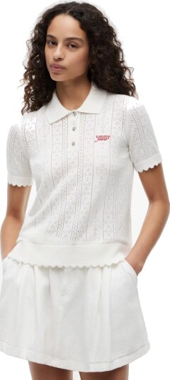 Tommy Jeans Tjw Pointelle Polo Sweater White S