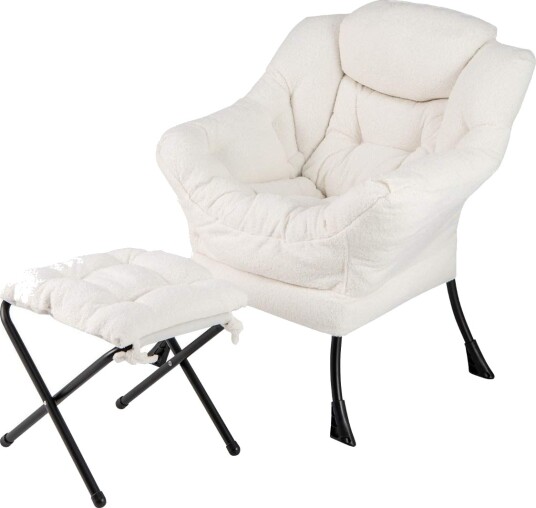 Beige loungestol med ottomansk – Sherpa metallramme
