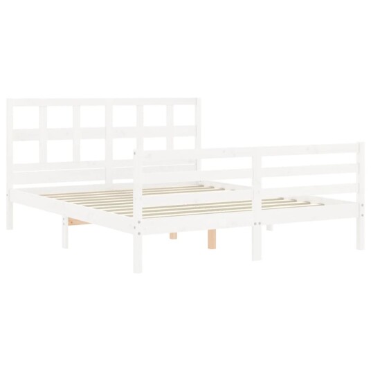Sengeramme med hodegavl hvit 160x200 cm heltre 3194842