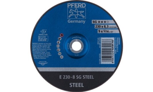 Pferd Slipeskive E 230 8 SG Stål 230mm Pferd Slipeskive E 230 8 SG Stål 230mm