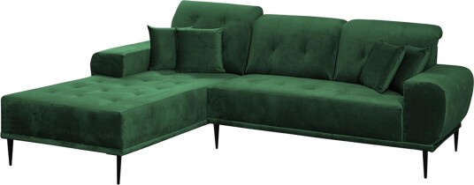 Rapale 3 seters Sofa med Divan Venstre med Puter Fløyel/Grønn