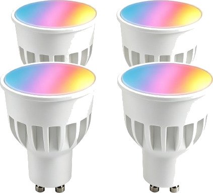4x GU10 5W Smart Home LED pære Bluetooth 6,6 cm virker med Google Home Alexa og smarttelefon Dimbar : Via Smart Home Kulør : RGB + CCT Varm til Kald Hvit