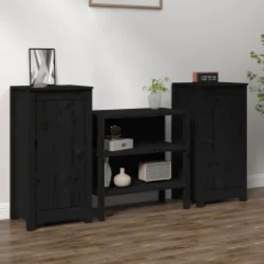 vidaXL Skjenker 2 stk svart 40x35x80 cm heltre furu vidaXL Skjenker 2 stk svart 40x35x80 cm heltre furu