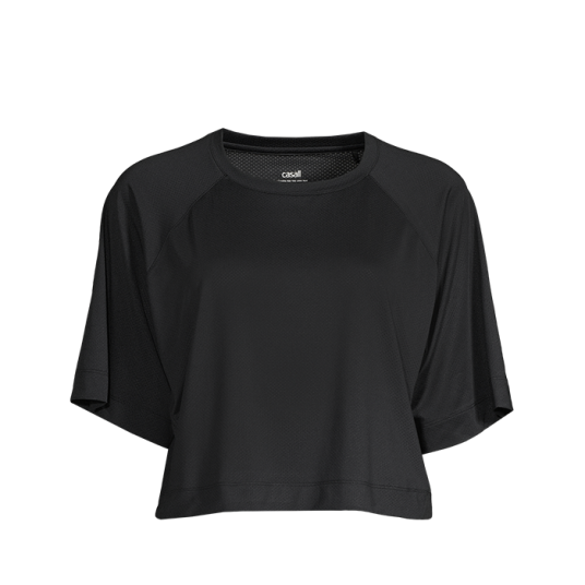 Casall Sportswear Laser Mesh Crop Tee Black Svart X small
