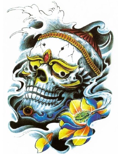 Skull Ocean Fake Tattoo