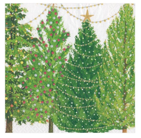 Christmas Trees with Lights lunsjservietter