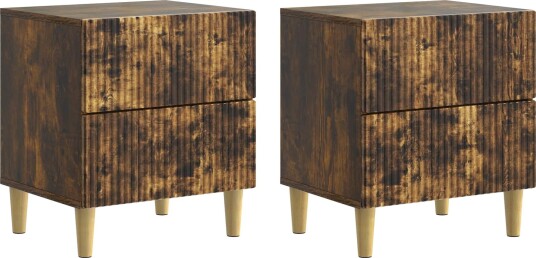  Nattbordskap 2 pcs Røkt Eik 43 x 34,5 x 48 cm Konstruert tre