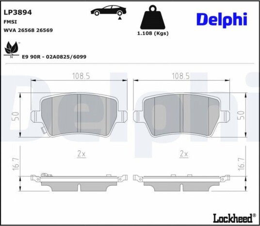 Bremseklosser DELPHI LP3894 Bremseklosser DELPHI LP3894