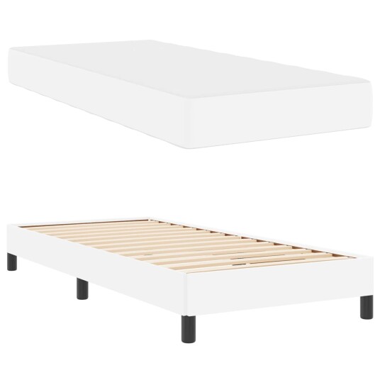  Seng med madrass Klar hvit 100 x 200 cm Kunstlær