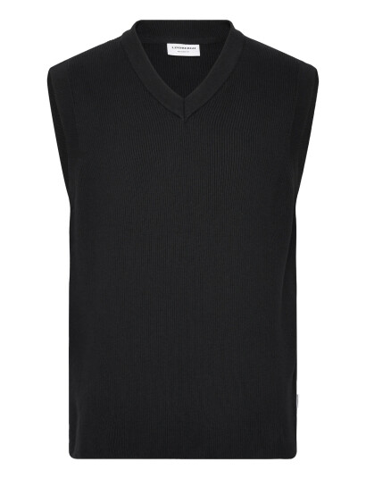 Lindbergh Rib Knitted V-Neck Slipover - Black - S
