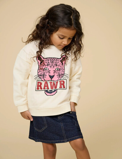 Kids Only Kmgleopaula Life L/S Loose Pullo Bru Swt - Cream - 98