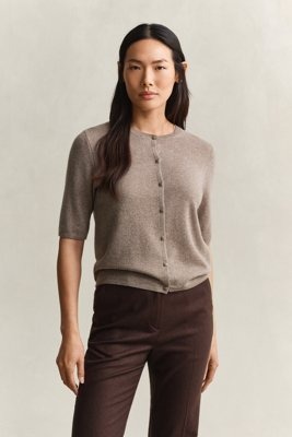 Gant Cashmere Blend C Neck Cardigan Ss Beige M