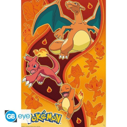 Pokemon Plakat Fire Type - 91,5 x 61 cm