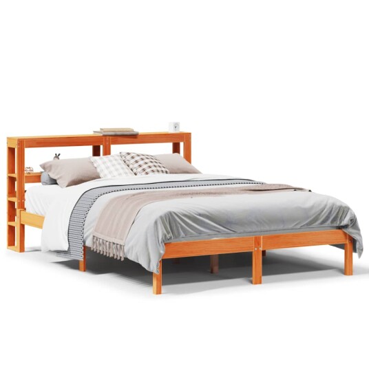 Sengeramme med hodegavl voksbrun 135x190 cm heltre furu 3305735 Sengeramme med hodegavl voksbrun 135x190 cm heltre furu 3305735