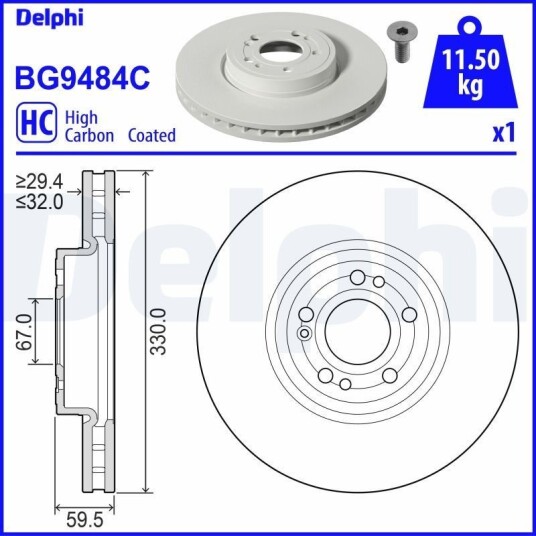 Bremseskive DELPHI BG9484C Bremseskive DELPHI BG9484C