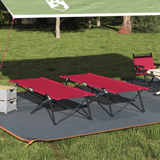 Sammenleggbar camping seng 2 pcs Rød 206 x 76 x 74 cm