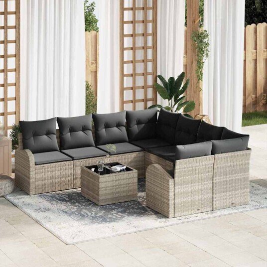 Hagesofa Set 9 pcs 55 x 55 x 37 cm polyrotting