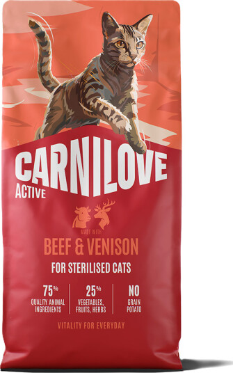 Carnilove Active Kattefôr med Okse og Dåhjort for Steriliserte Katter 6 kg Carnilove Active Kattefôr med Okse og Dåhjort for Steriliserte Katter 6 kg