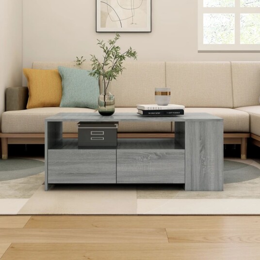 vidaXL Salongbord grå sonoma 102x55x42 cm konstruert tre