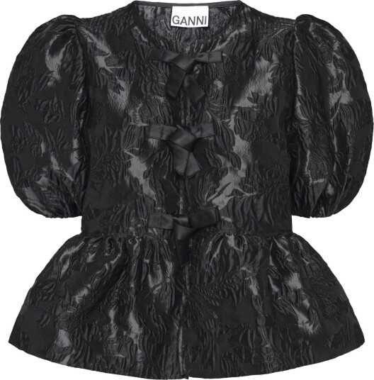 Ganni Polka Dot Satin Corset Top Black 38