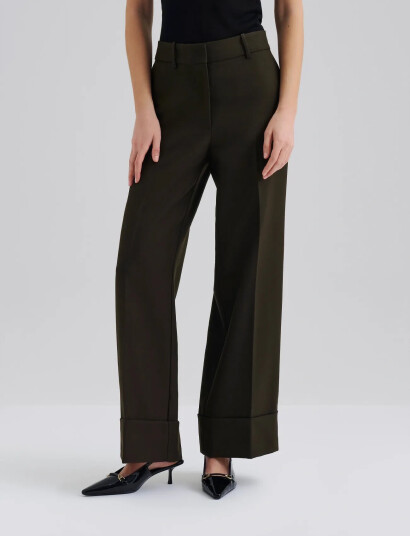 Malina Jordyn Mid Rise Wide Pants - Brown - 40