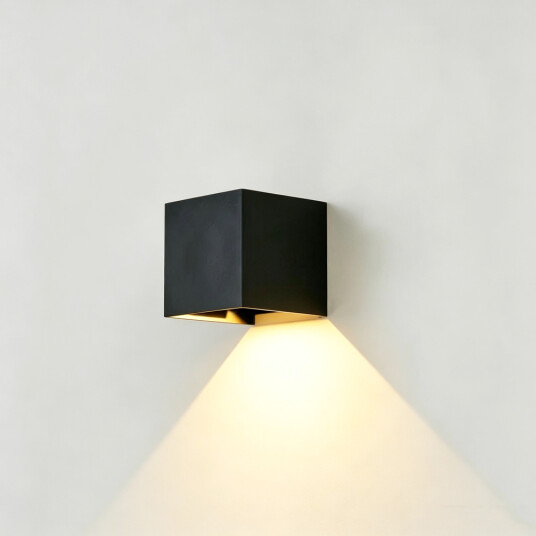 3W CUBIC PRO vegglampe   IP65 sort viderekobling justerbar firkantet utendørs inkl. lyskilde   Dimbar : Ikke dimbar Kulør : Varm