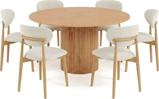 Kopparbo spisegruppe rund 130 cm eik med 6 Molly spisestoler Eik Kopparbo spisegruppe rund 130 cm eik med 6 Molly spisestoler Eik