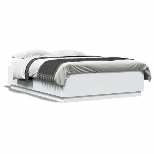Sengeramme med LED-lys hvit 160x200 cm konstruert tre 8721012273320