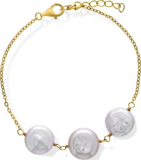 Pan Jewelry Halo armbånd i 925 forgylt sølv med ferskvannsperler
