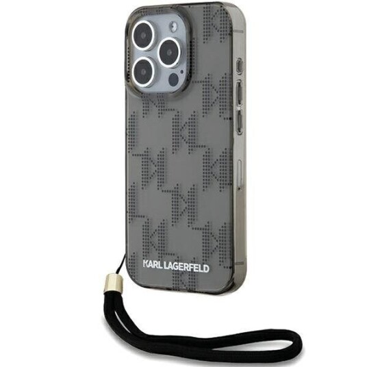 Karl Lagerfeld IML Mono Mønster Hardcase til iPhone 15 Pro - Svart Mobildeksel