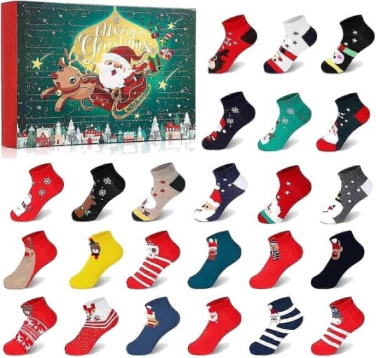 Julesokker Adventskalender 2025 24 Par Julesokker Dame Adventskalender 2025 Julesokker Gaveeske for Jenter Kvinner