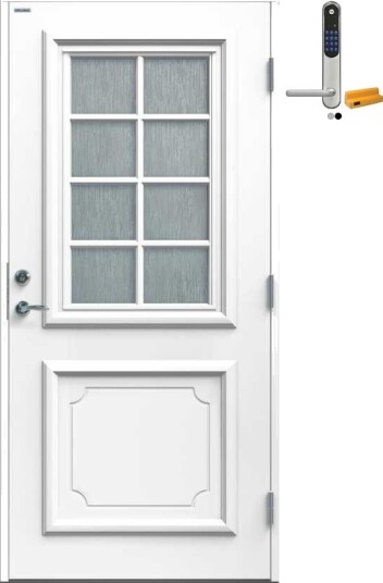 Ytterdør Diplomat Svea Cotswold Glass med Yale Doorman Classic Home