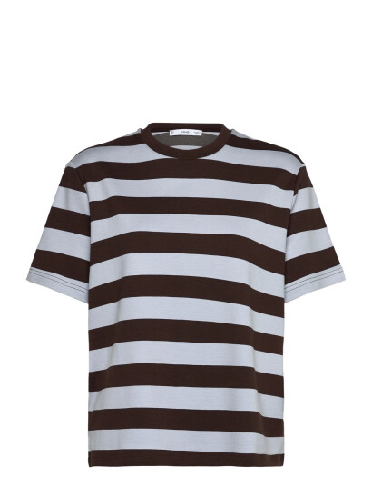 Mango Striped Short-Sleeved T-Shirt - Brown - S