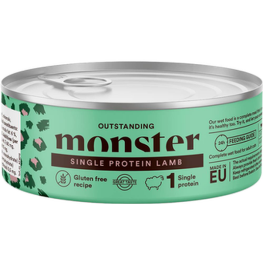 Monster Pet Food Cat Adult Single Lamb Burk 100 G X 12 Katt Kattefôr & Kattemat Våtfôr Og Våtmat